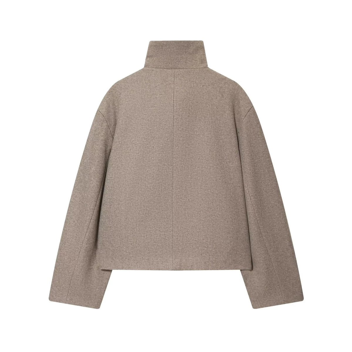 Women's stand collar button front jacket with long sleeves and front pockets