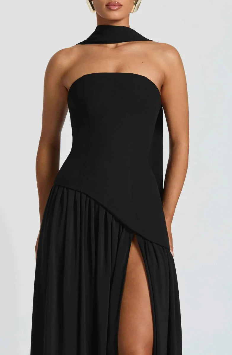Women’s Strapless Split Draped Gown