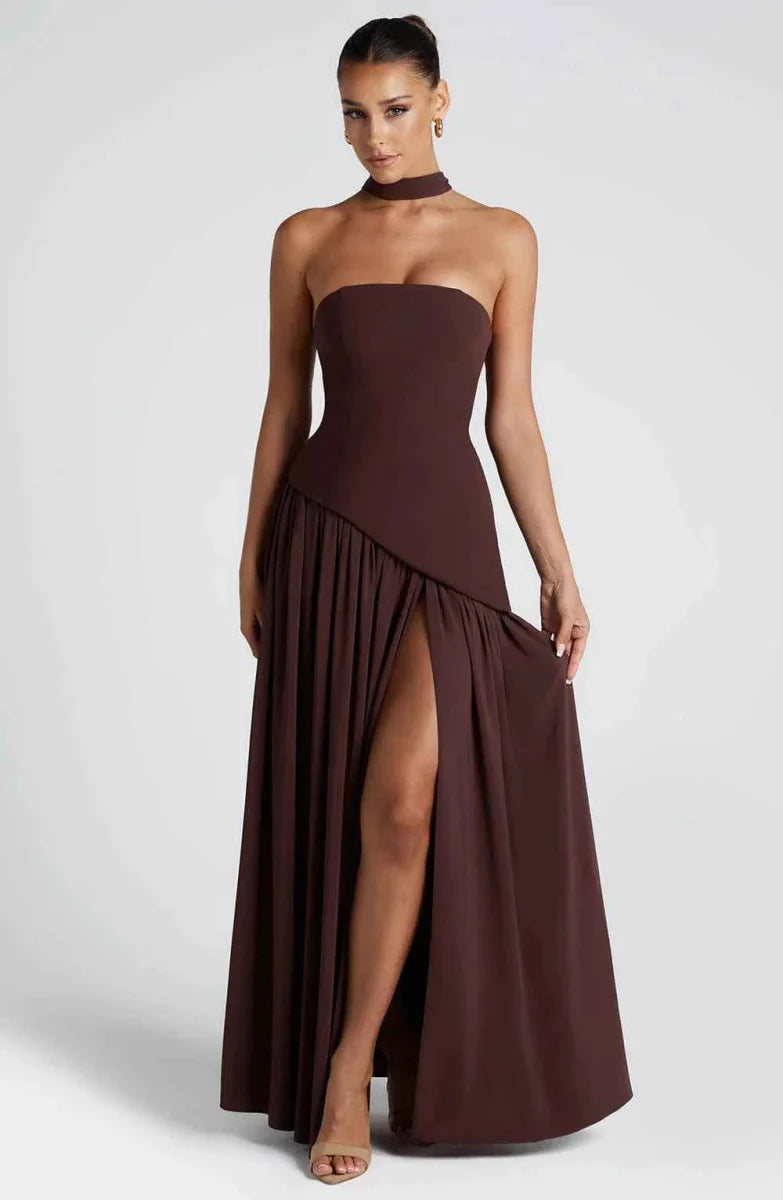 Women’s Strapless Split Draped Gown