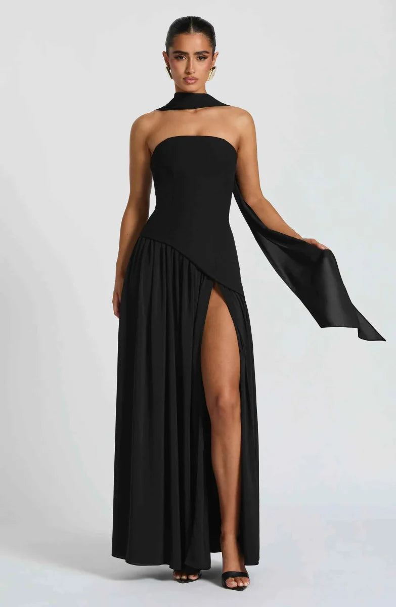 Women’s Strapless Split Draped Gown