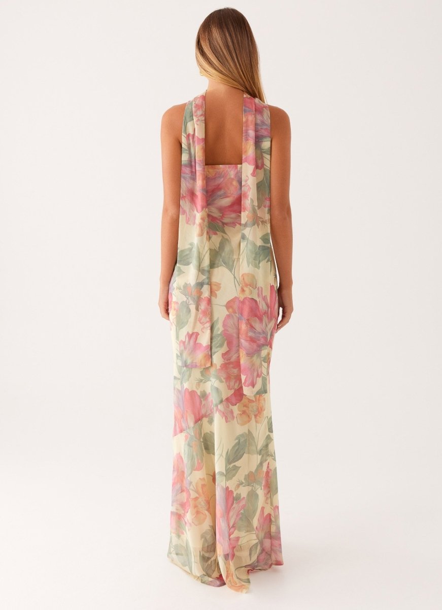 Women’s Feminine Floral Summer Maxi Dress | Cream