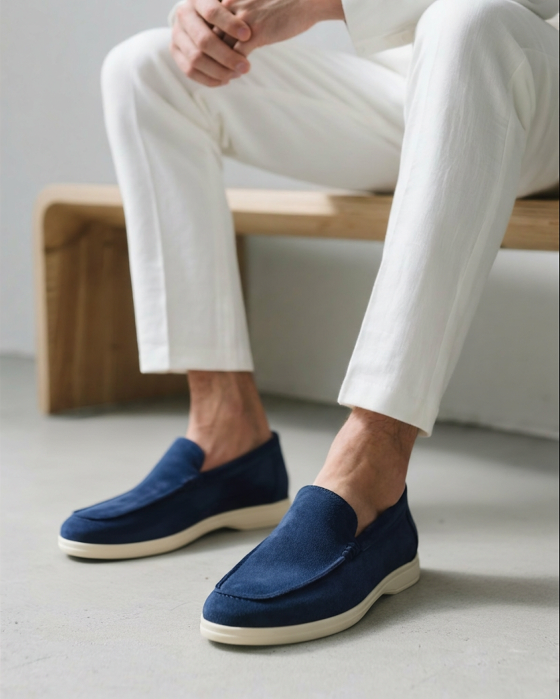 Men's Suede Loafers Slip-On Contrast Sole