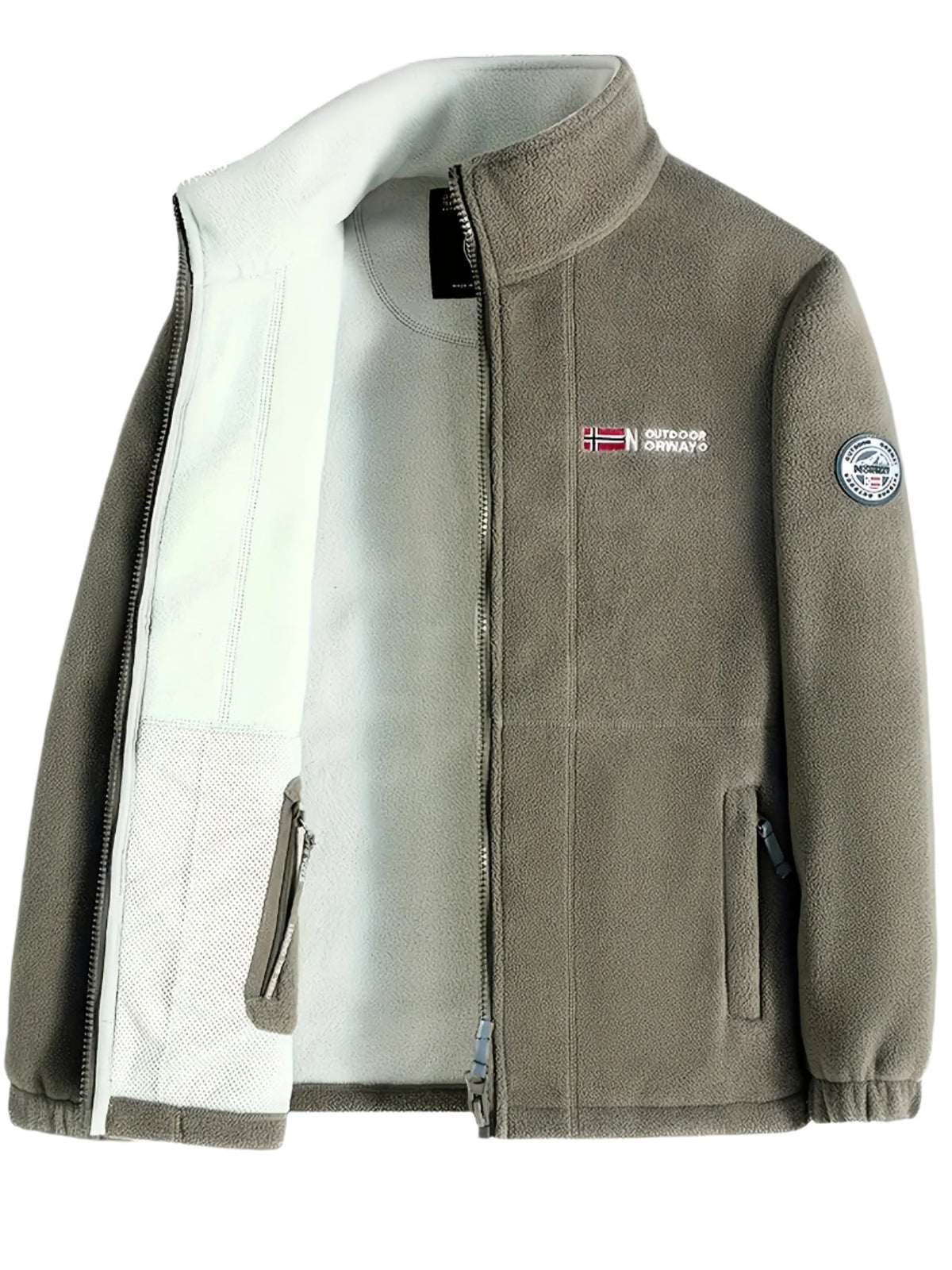 Men's full-zip jacket with stand collar, contrast lining and front pockets