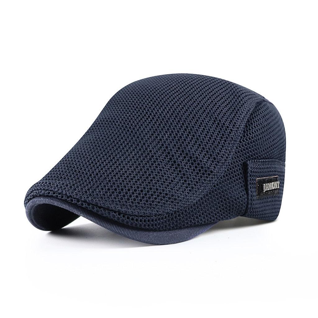 Men's Mesh Flat Cap Breathable Lightweight - Navy