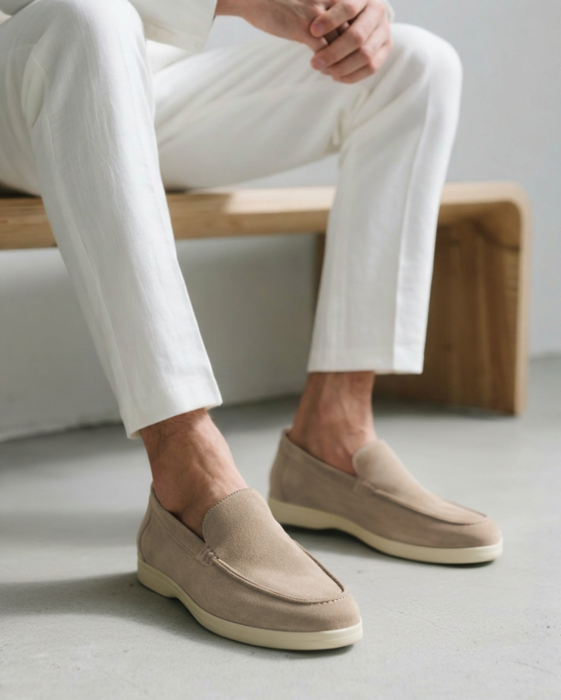 Men's Suede Loafers Slip-On Contrast Sole