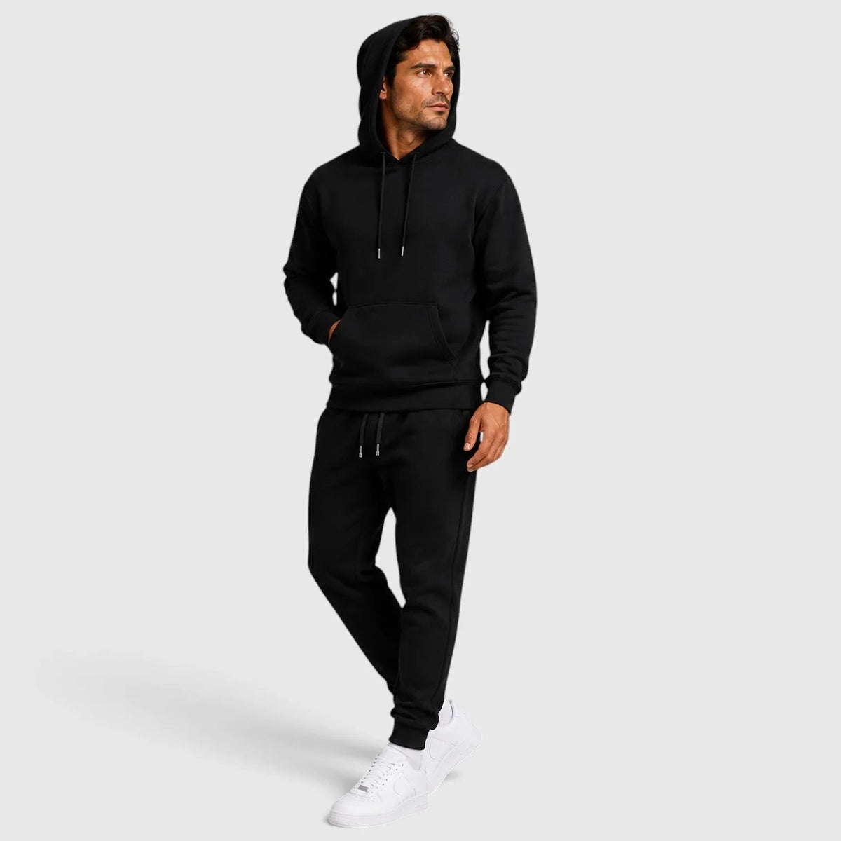 Men's hooded sweatshirt and tapered jogger lounge set