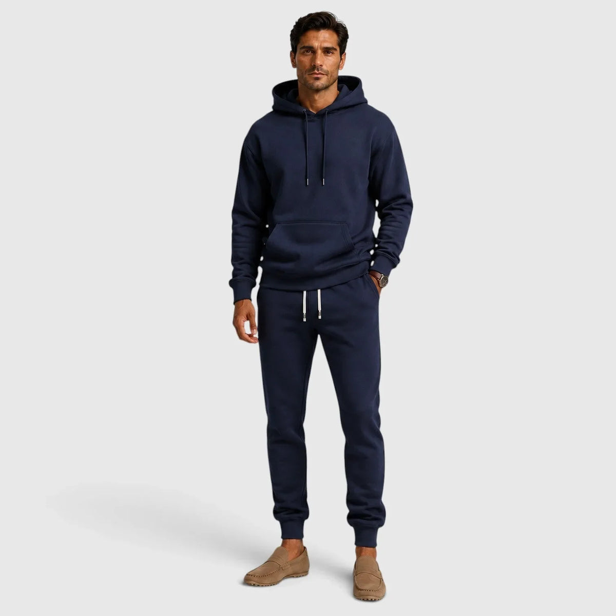 Men's hooded sweatshirt and tapered jogger lounge set