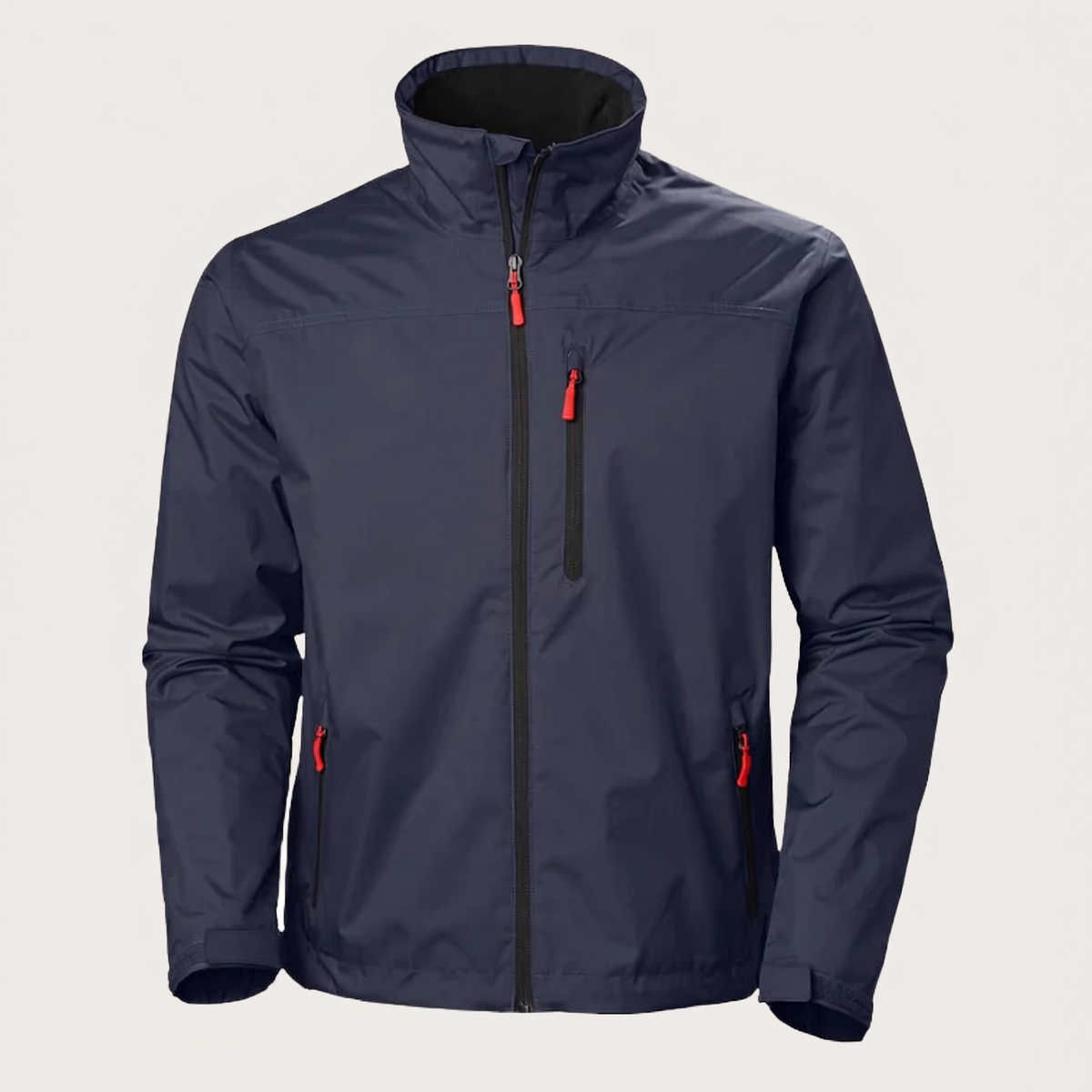Men's softshell jacket with high collar, full zip front and zipped pockets