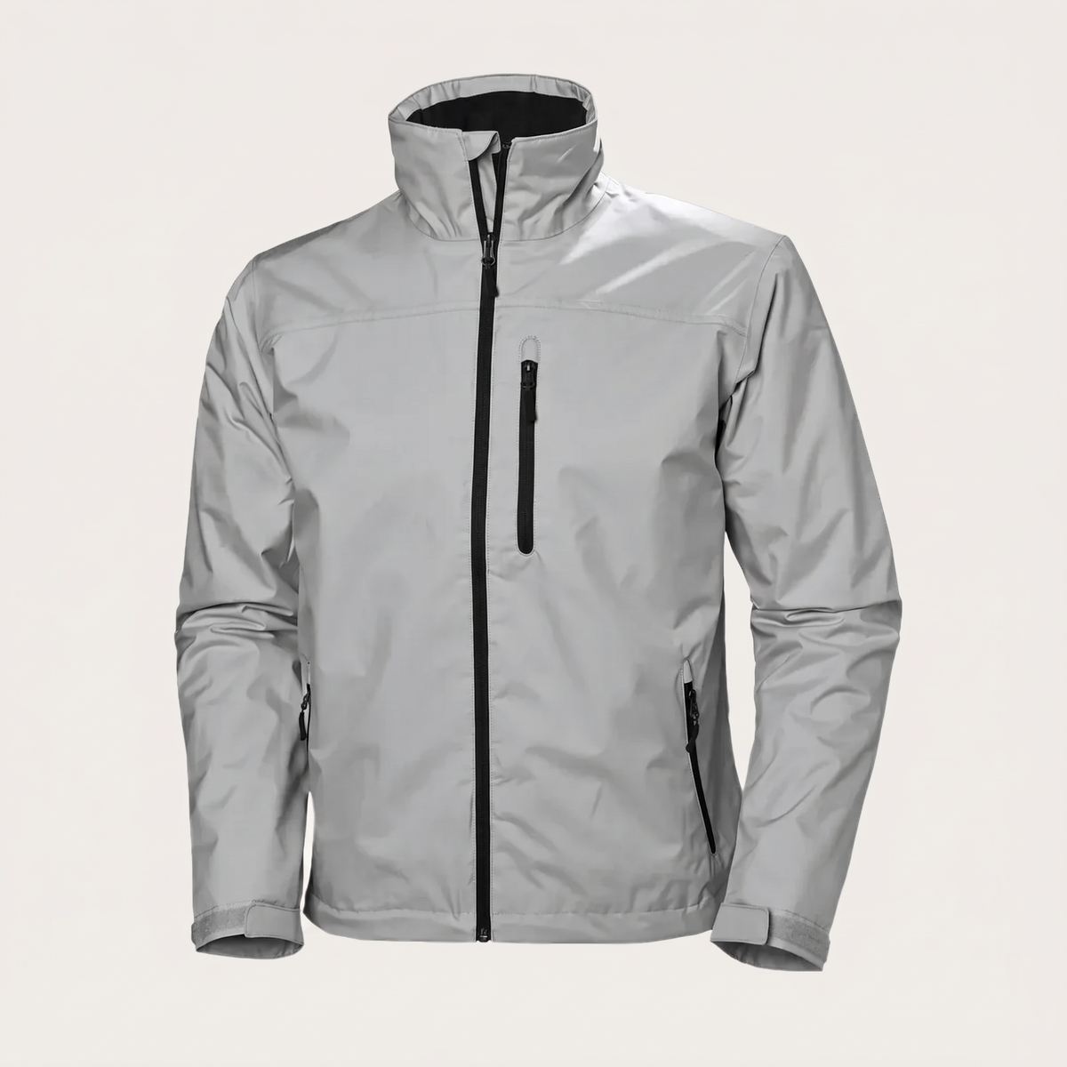 Men's softshell jacket with high collar, full zip front and zipped pockets