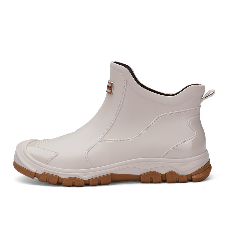 Men's Wellington Boots Slip-On Ankle Rubber - Beige