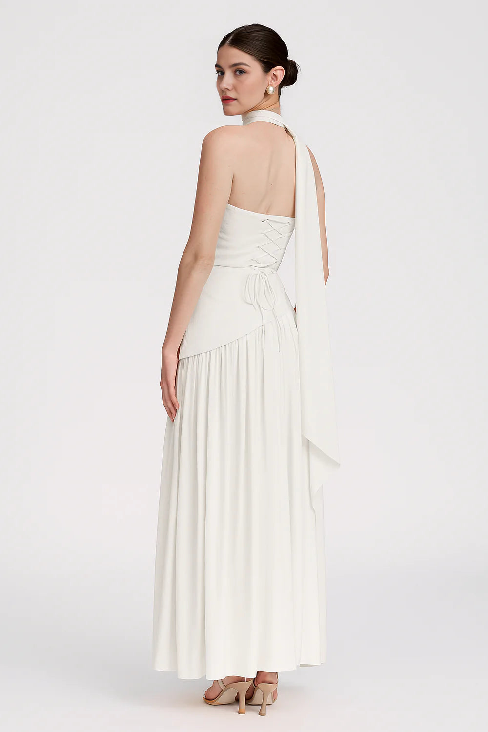 Women’s Scarf Neck Asymmetric Maxi Dress
