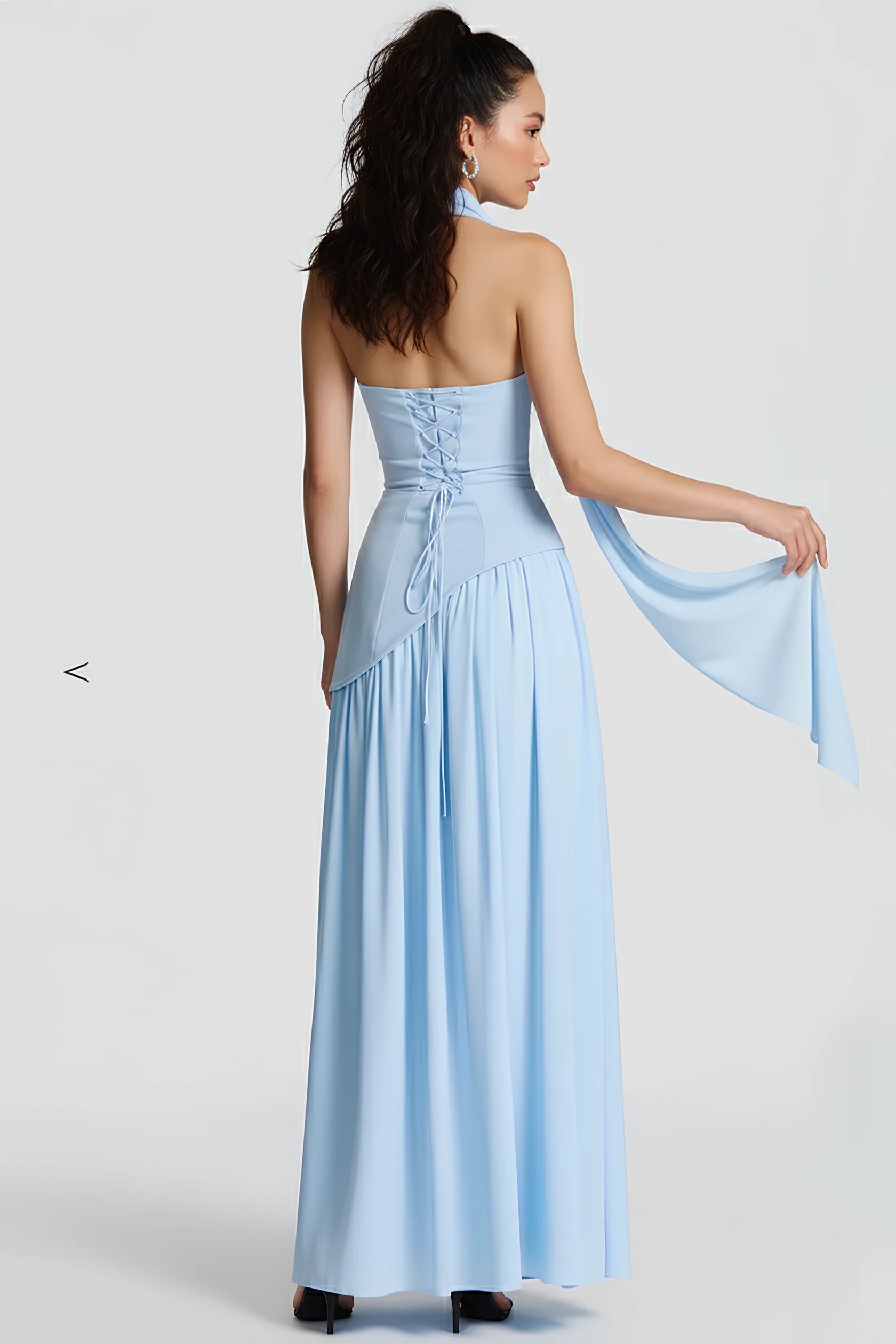 Women’s Scarf Neck Asymmetric Maxi Dress