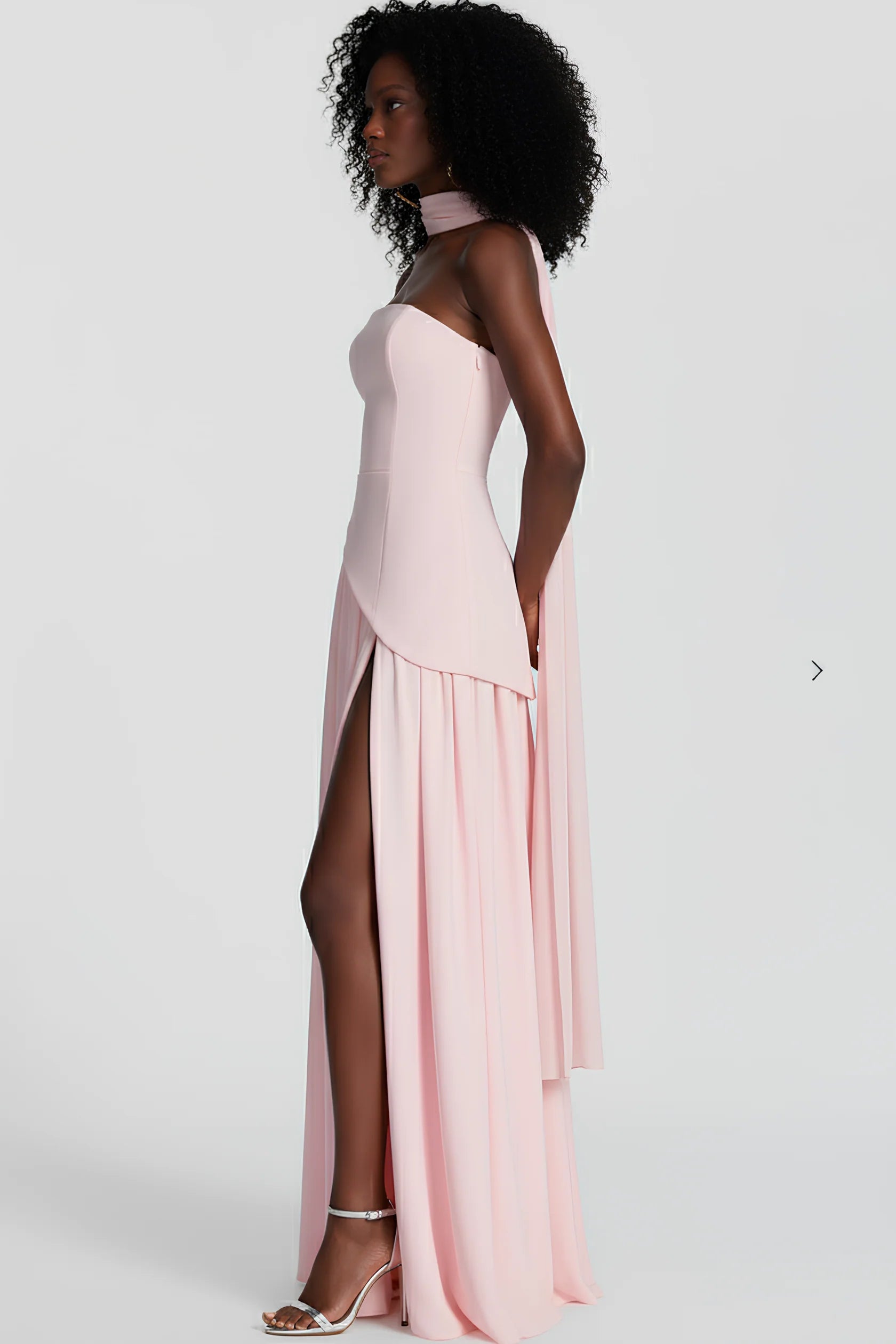 Women’s Scarf Neck Asymmetric Maxi Dress