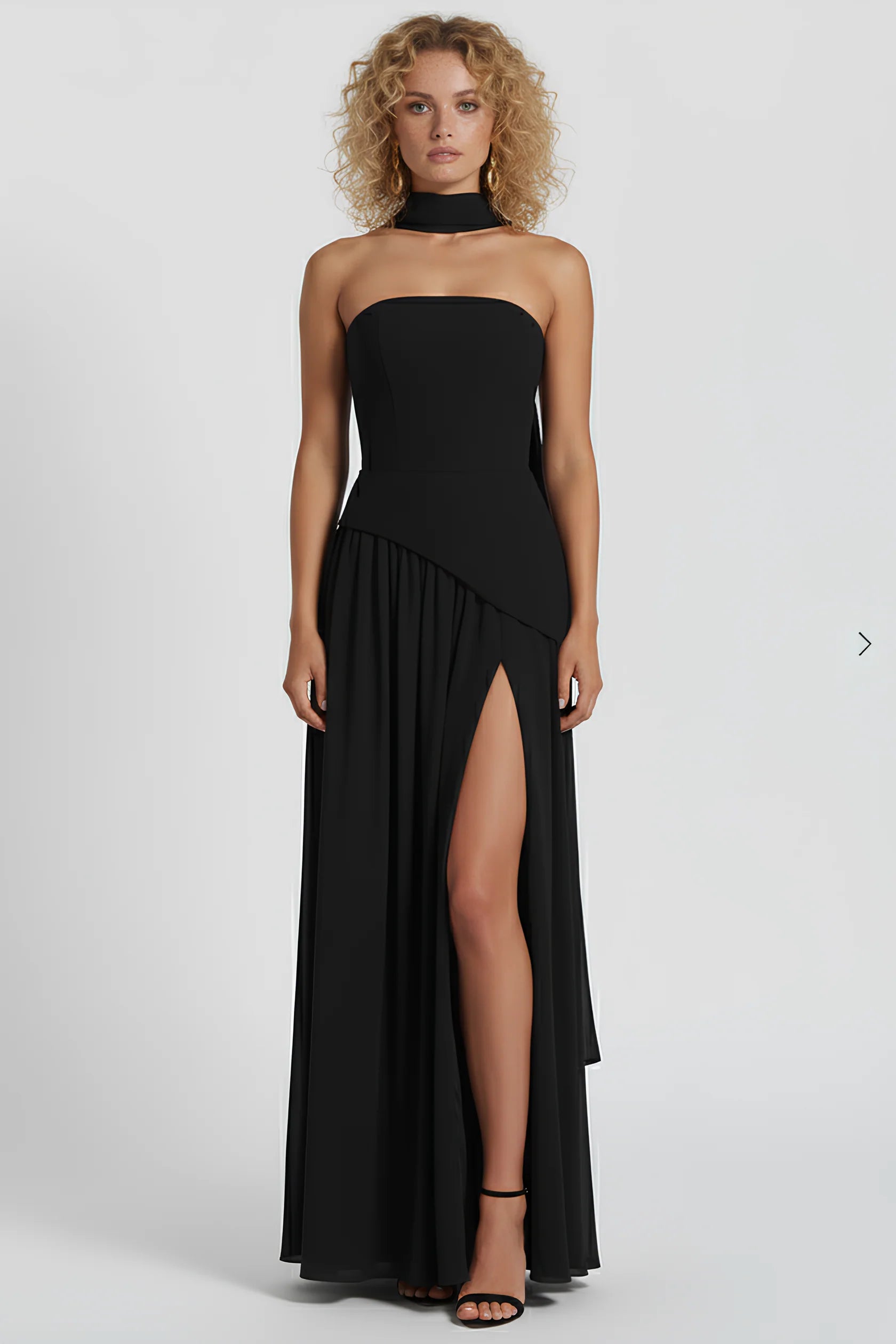 Women’s Scarf Neck Asymmetric Maxi Dress