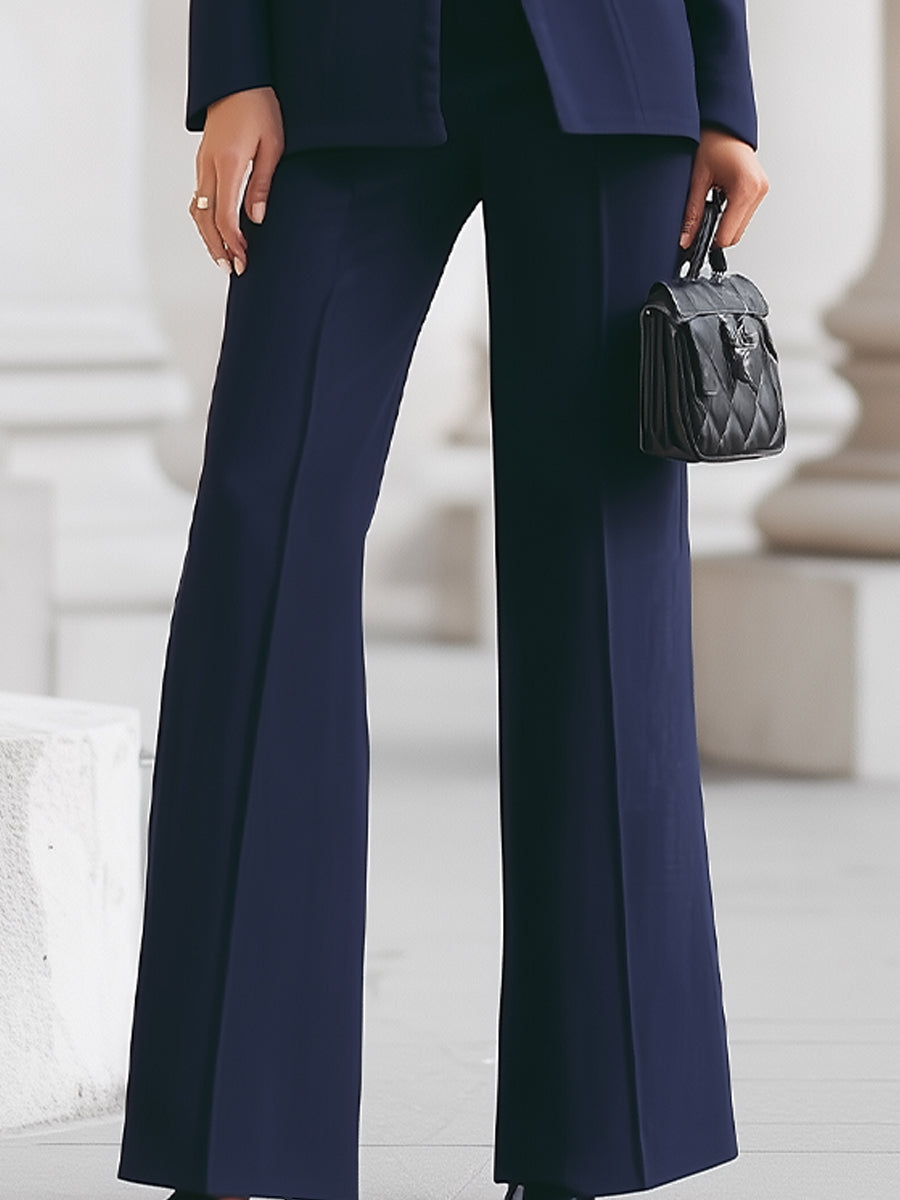 Women's high collar blazer and wide leg trouser suit