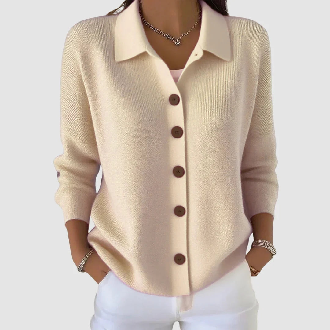 Women's long-sleeve collared button front knit cardigan