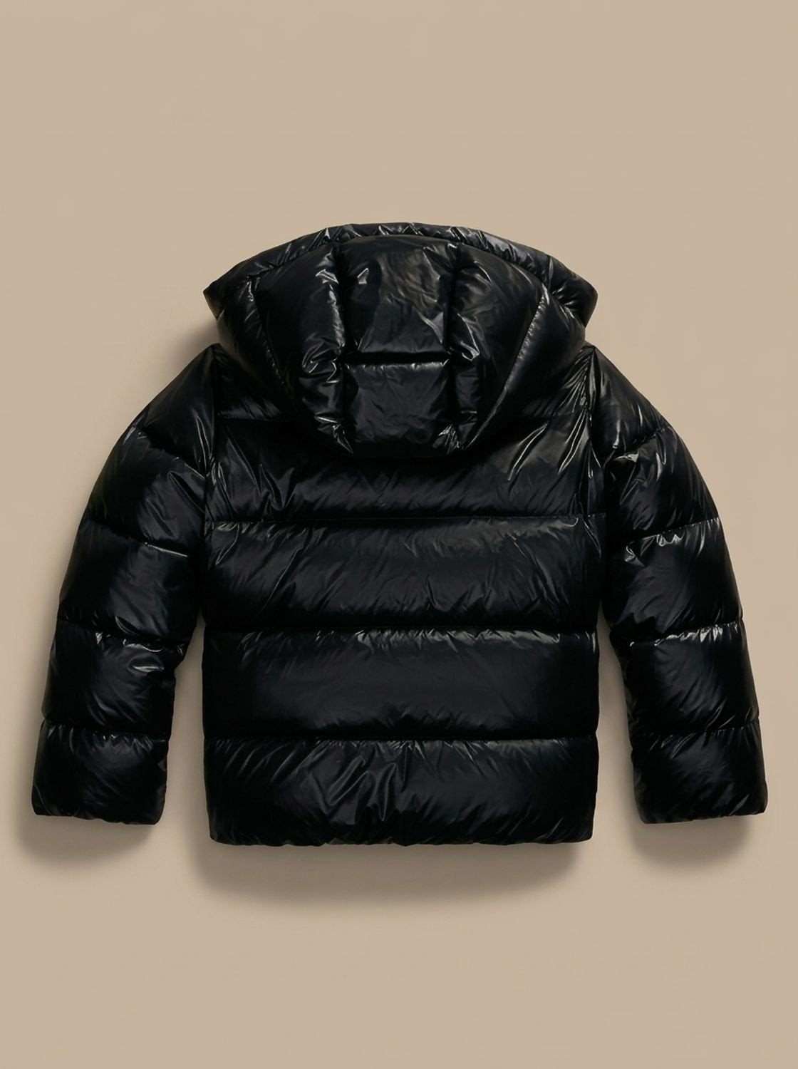 Women's hooded quilted puffer jacket with long sleeves and zip front
