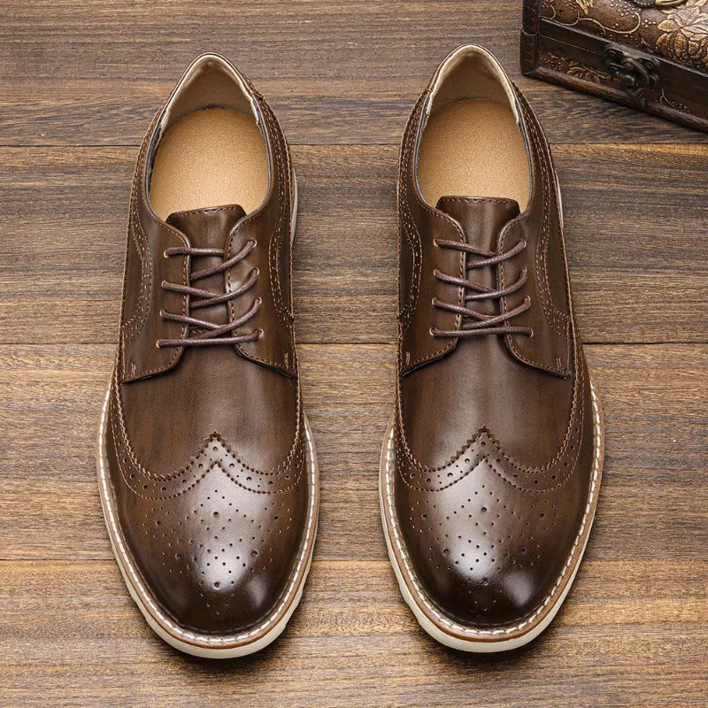 Men's Brogue Oxford Shoes Wingtip Lace-Up - Blue