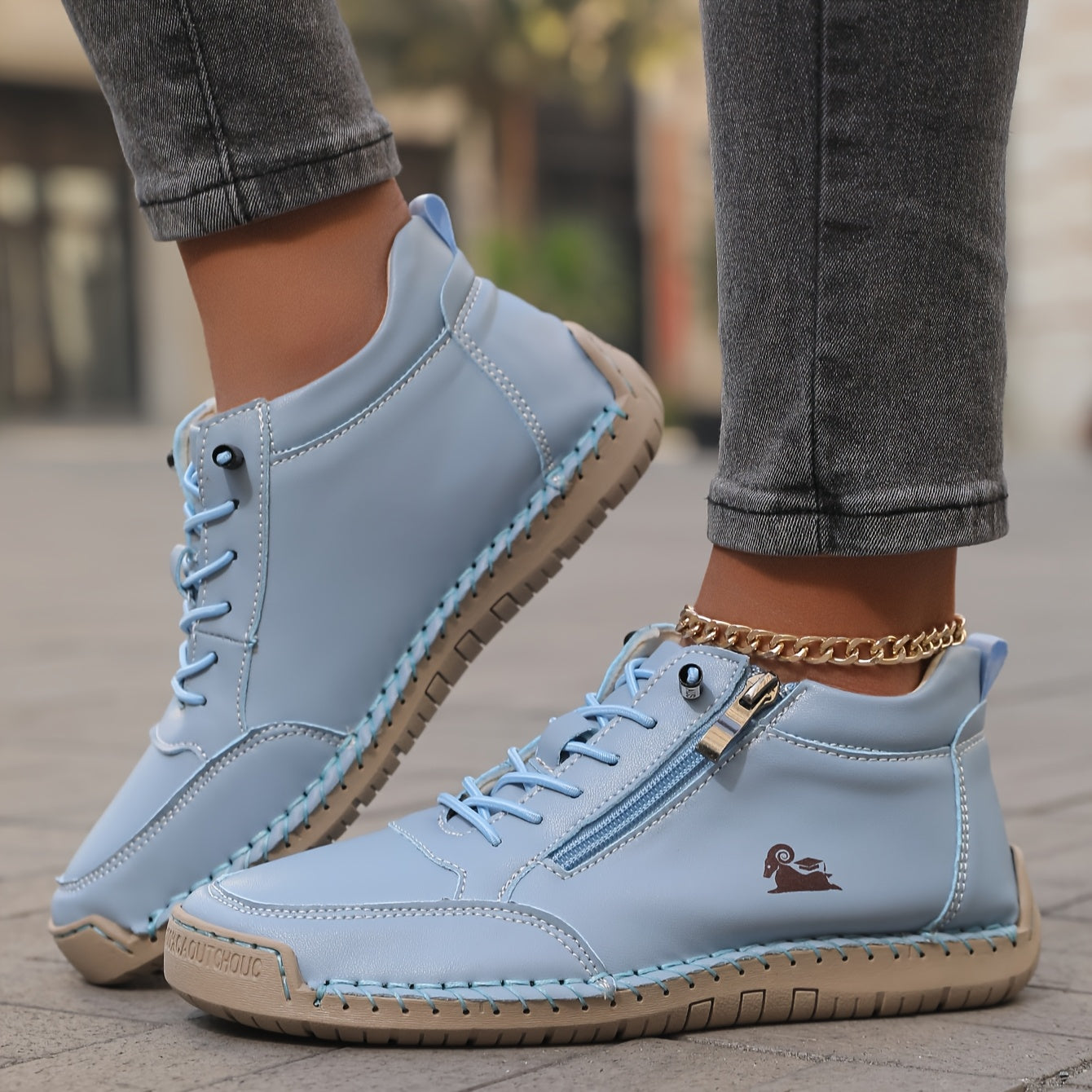 Women's Ankle Boot Lace-Up Side Zip - Pink