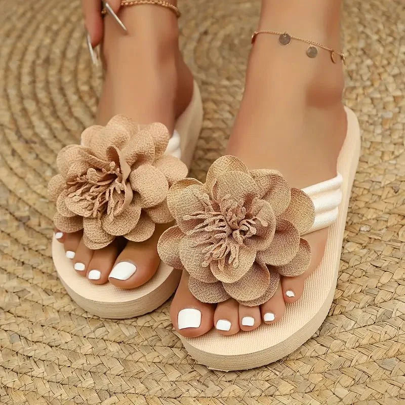 Women's Floral Slide Sandals Mid Heel