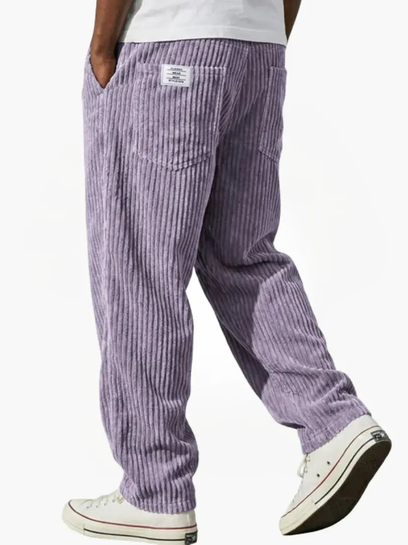 Men's Corduroy Trousers Relaxed Wide Leg - Purple