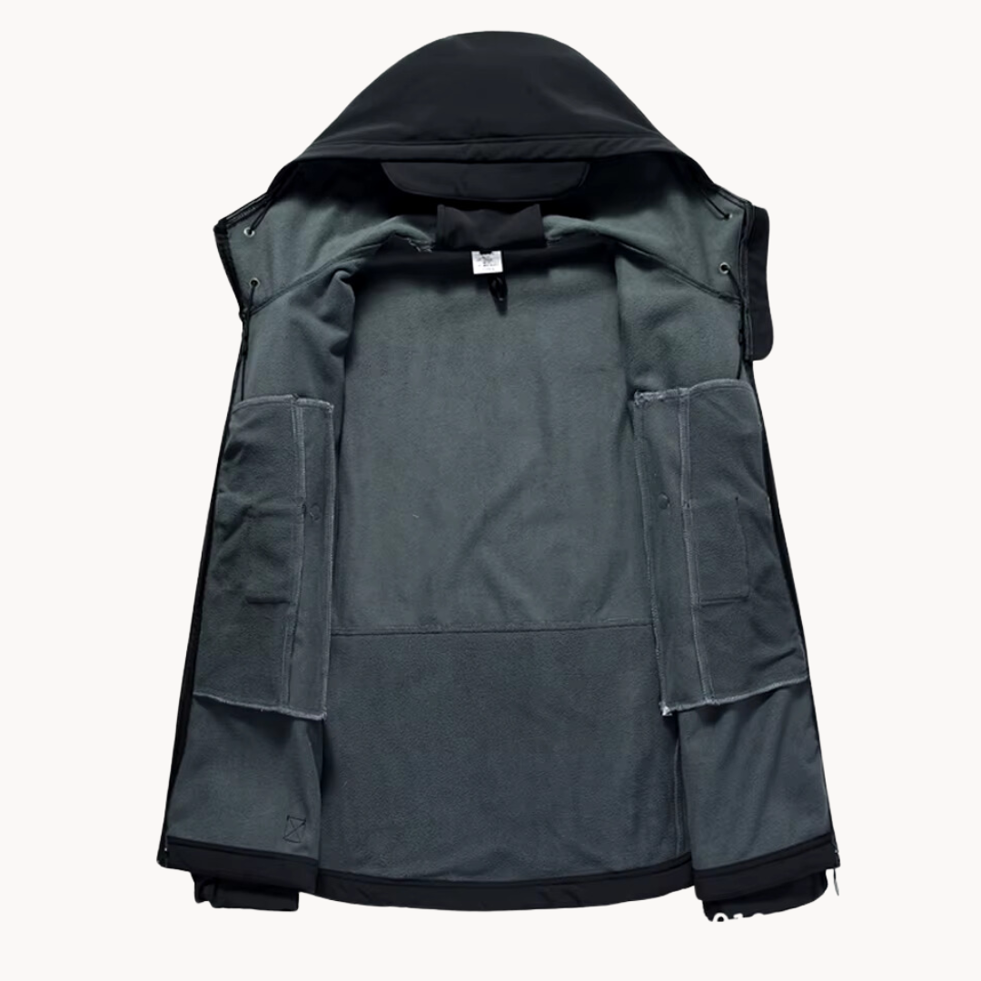Men's Tactical Jacket Hooded Fleece-Lined Softshell