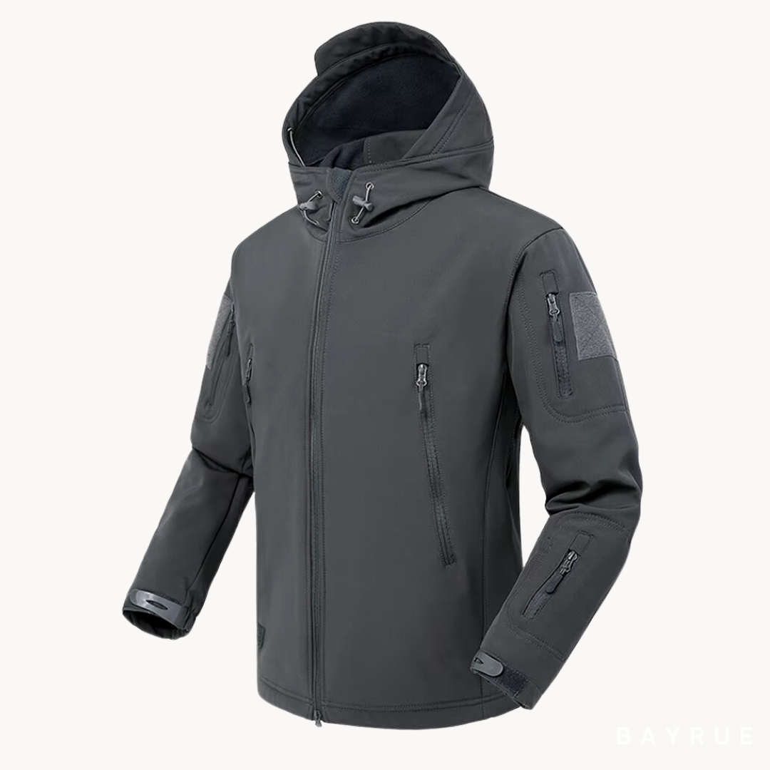 Men's Tactical Jacket Hooded Fleece-Lined Softshell