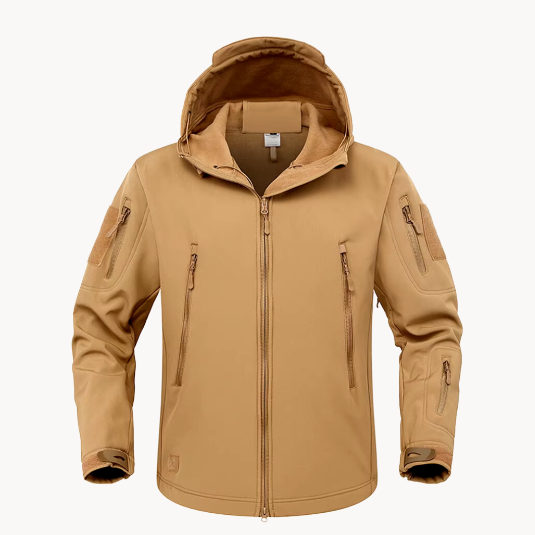 Men's Tactical Jacket Hooded Fleece-Lined Softshell - Khaki