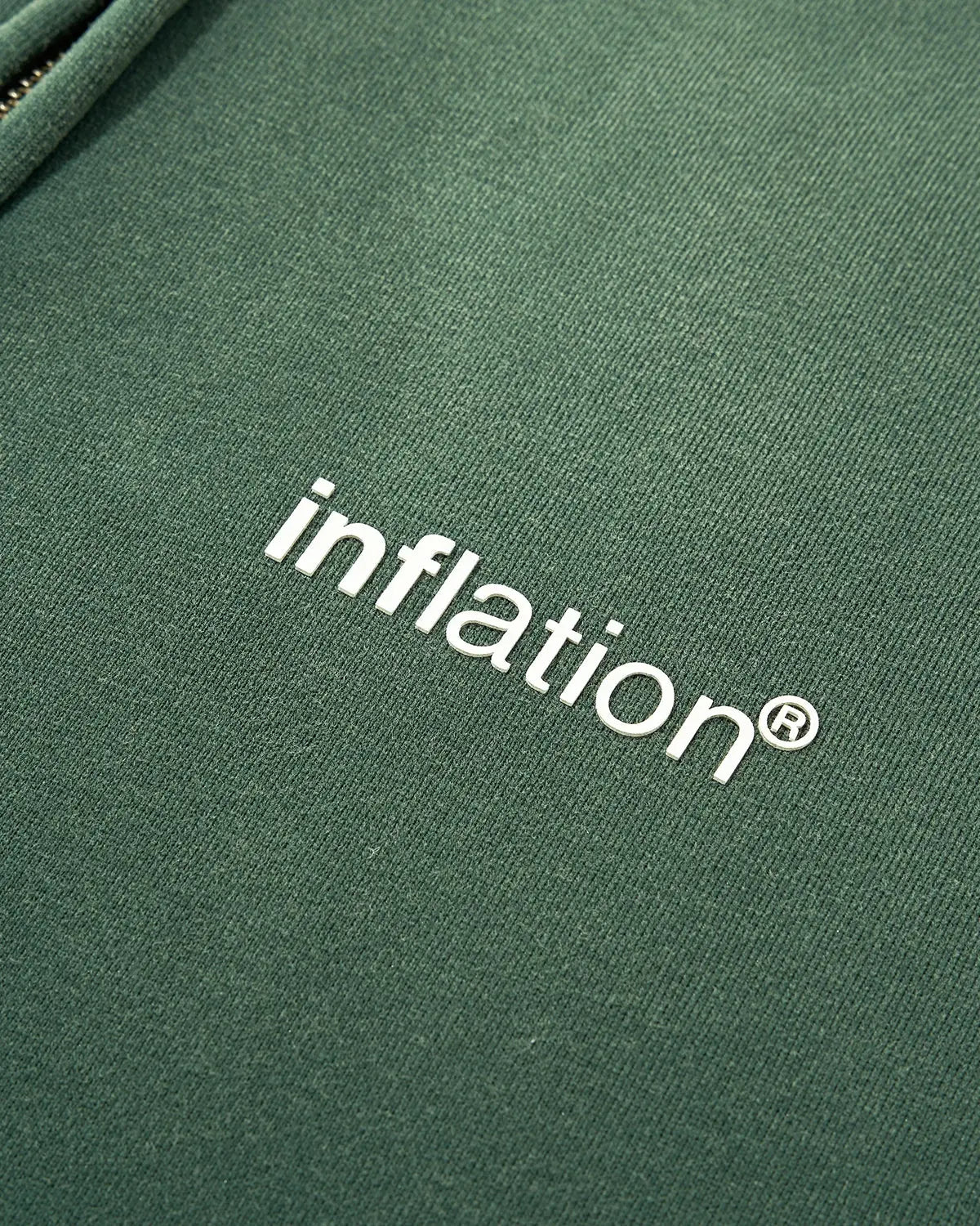 Green washed zip-up hoodie with hood, long sleeves and front pockets