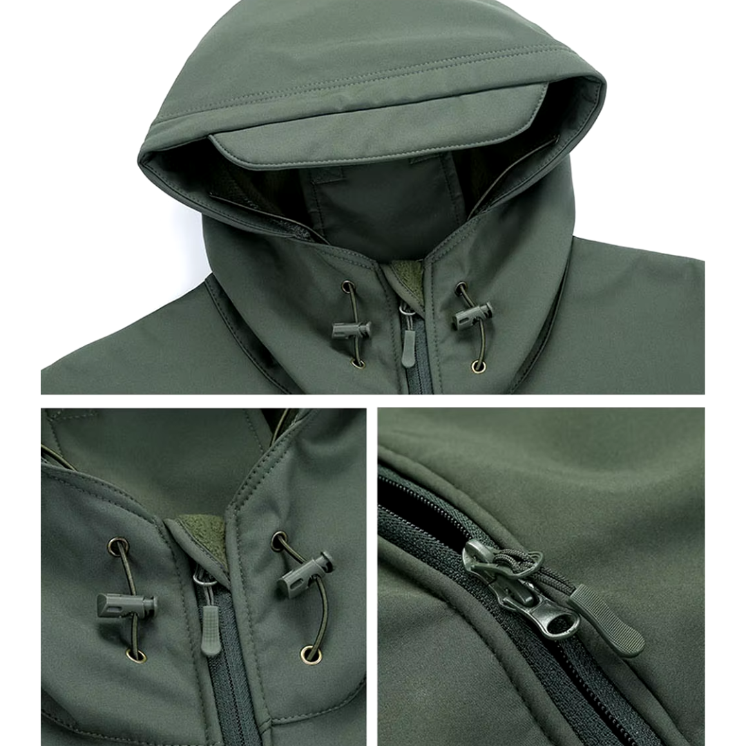 Men's Tactical Jacket Hooded Fleece-Lined Softshell