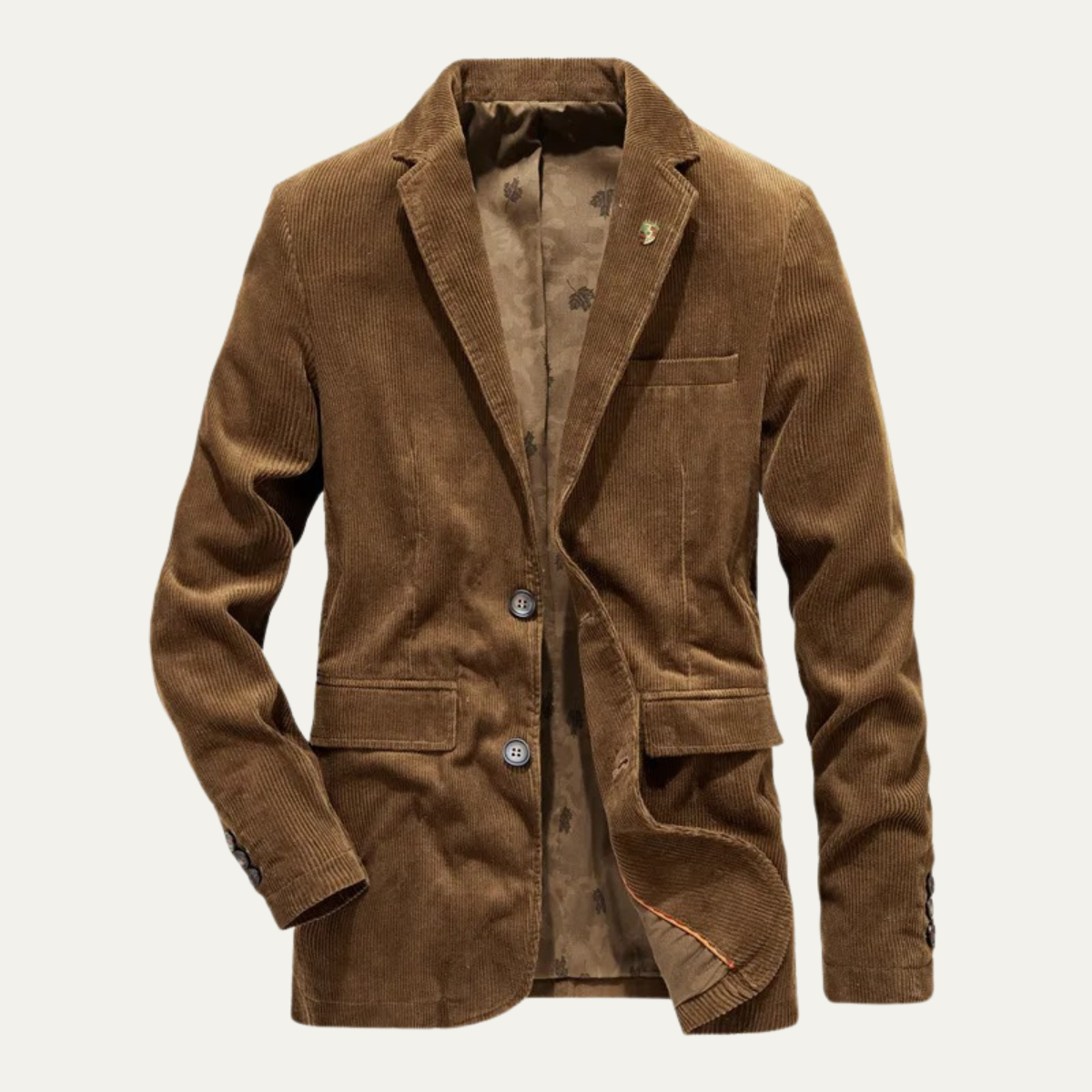 Men's corduroy blazer with notch lapels, button fastening and flap pockets