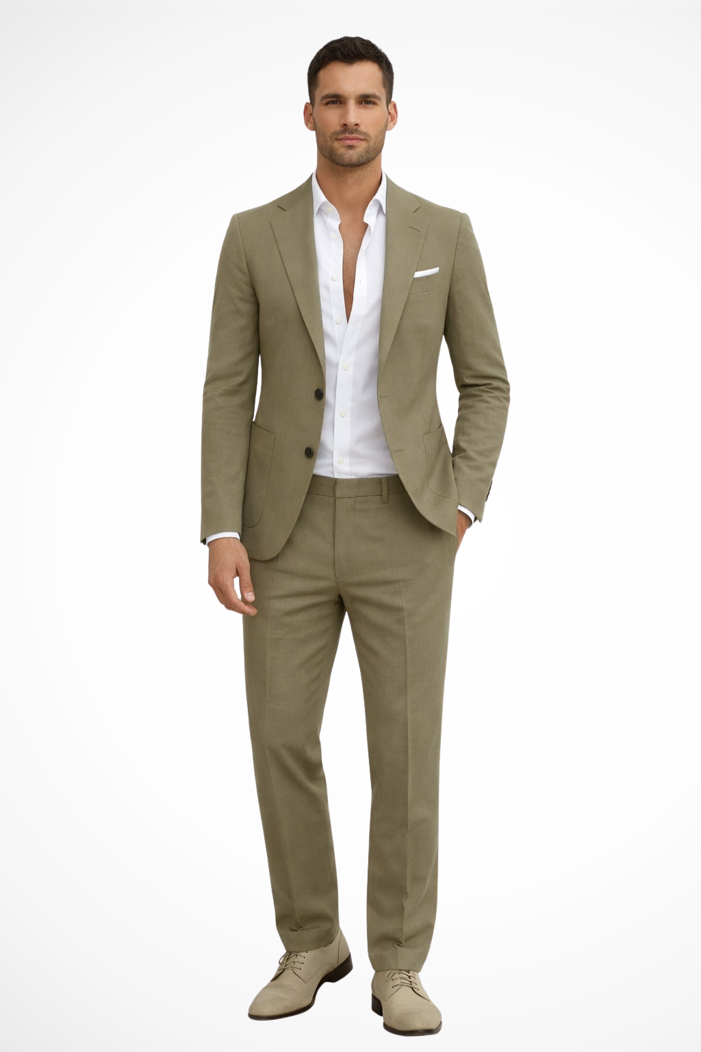 Men's two-piece suit set with notched lapel blazer and matching trousers