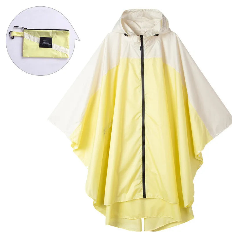 Women's Hooded Rain Poncho Two-Tone Zip - Yellow
