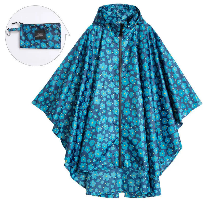 Women's Hooded Rain Poncho Two-Tone Zip - Multicoloured