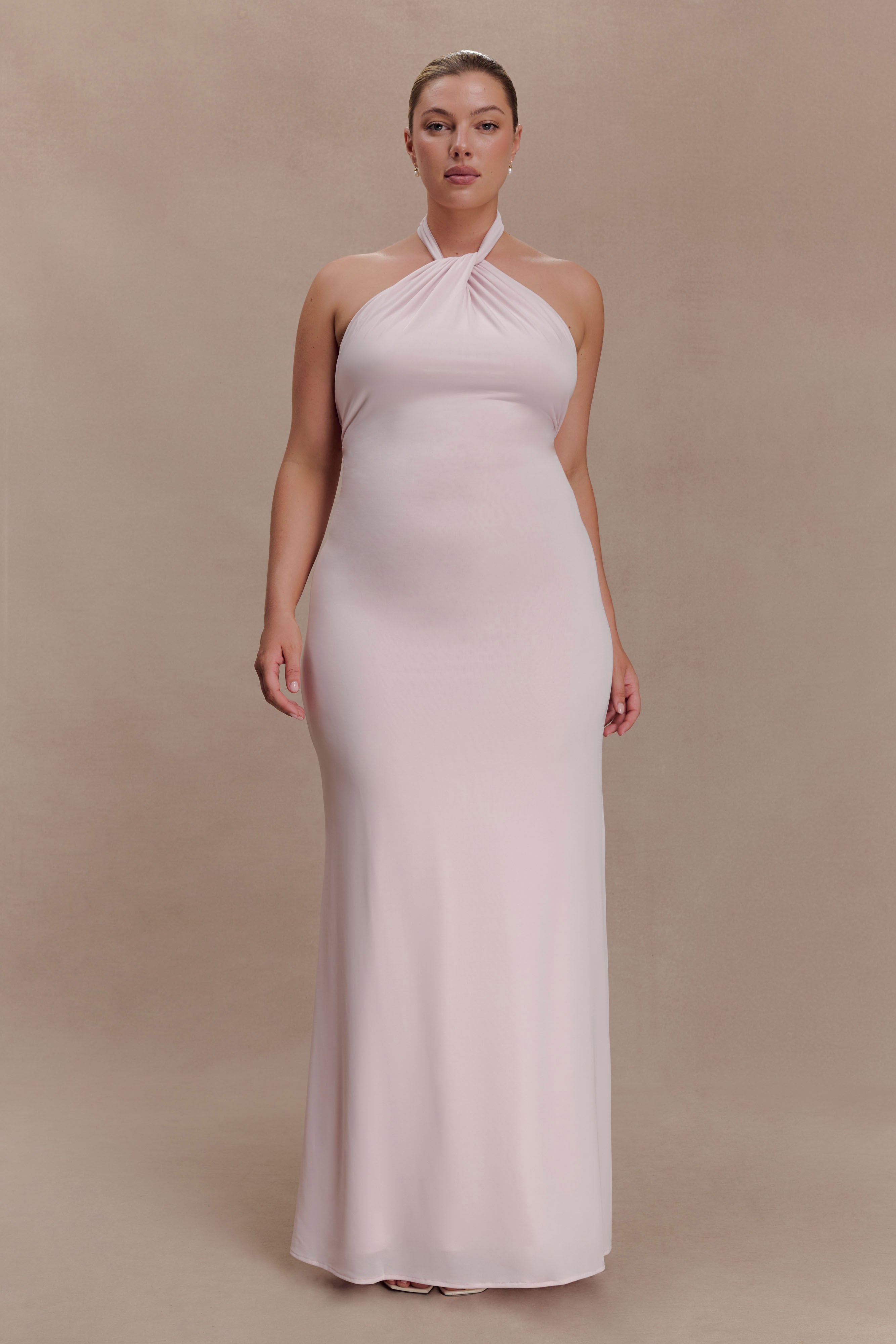 Women’s Slinky Halter Maxi Dress | Open-Back Ruched Bodycon Evening Gown