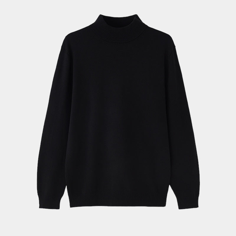 Men's long-sleeve mock neck ribbed knit sweater