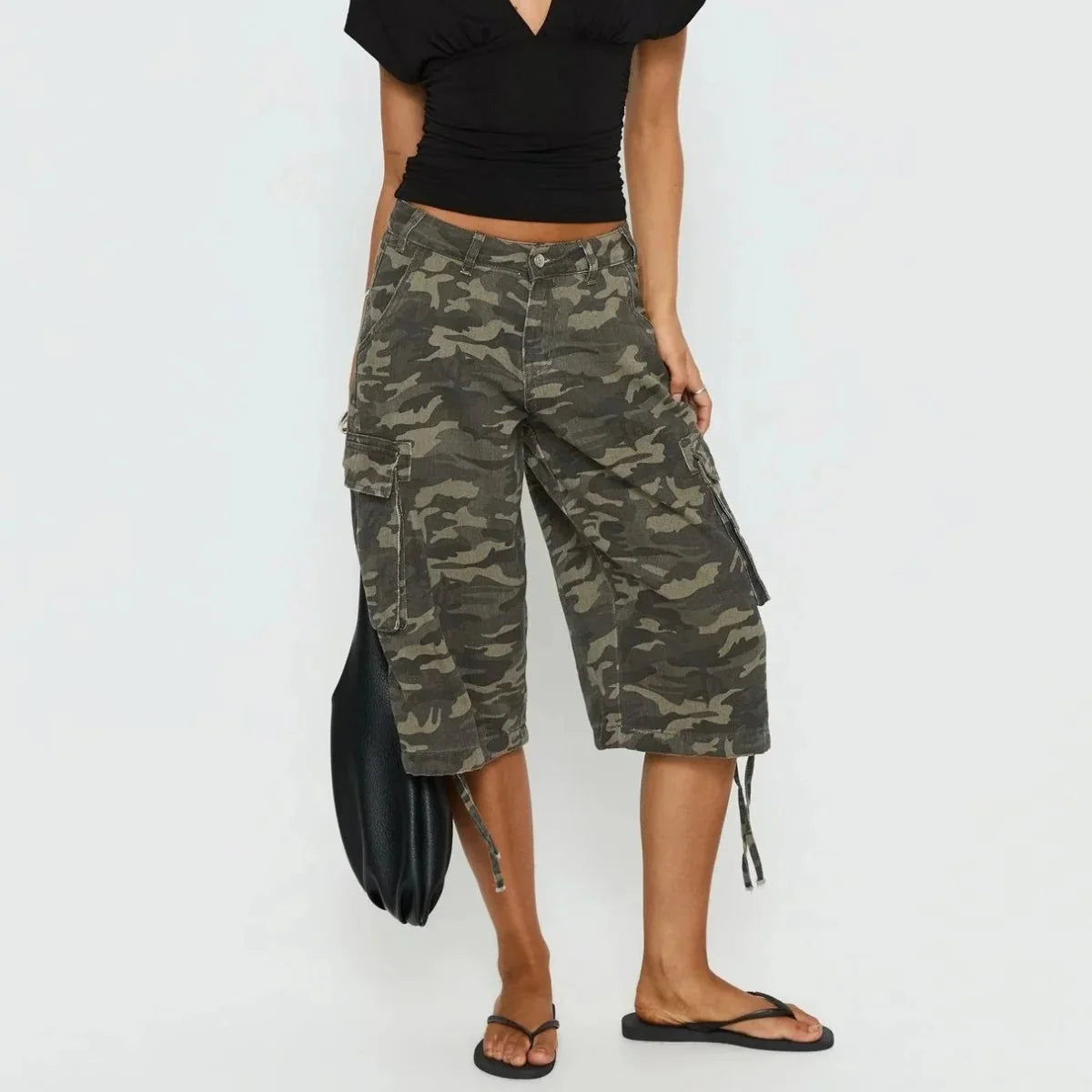 Women's Cargo Shorts Camo Wide-Leg Longline - Camo