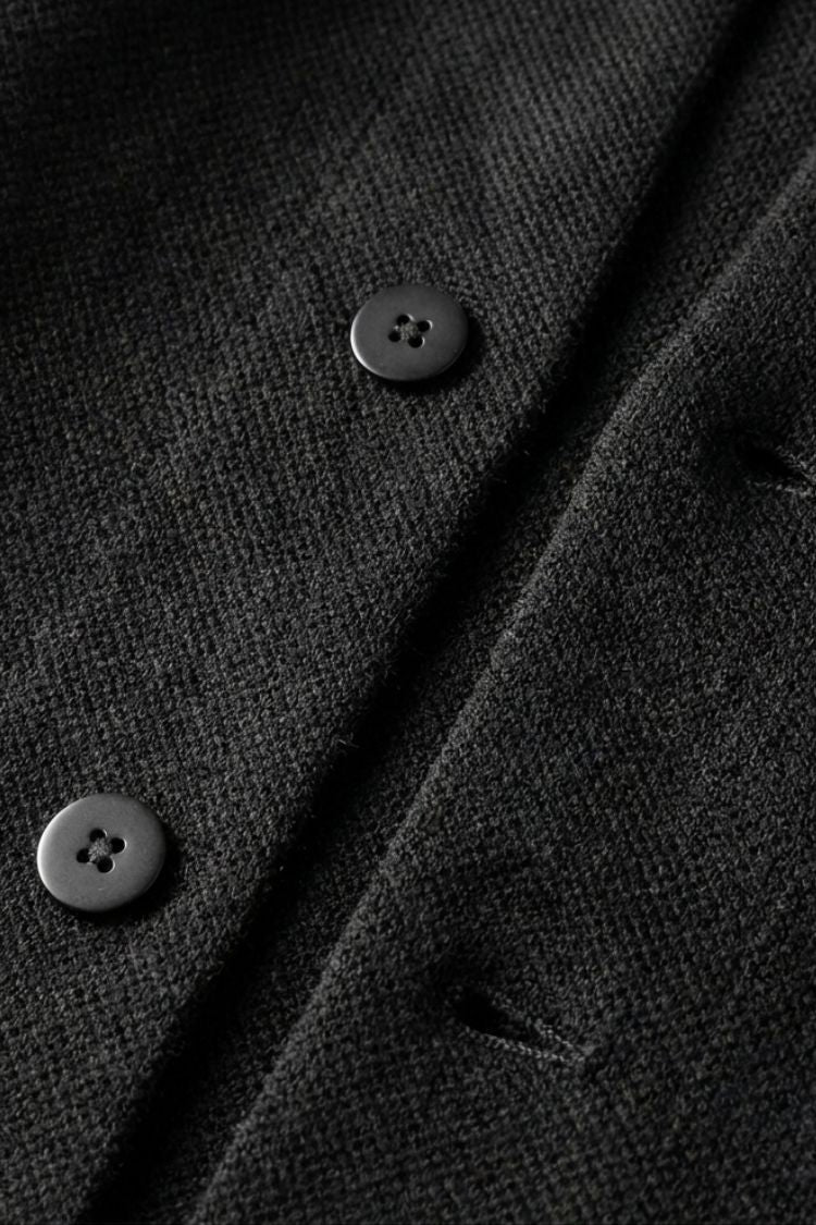 Men's textured long-sleeve cardigan with stand collar and button front