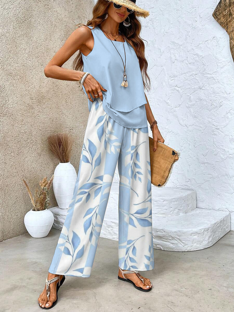 Women’s Sleeveless Co-Ord Set | Printed Holiday Outfit