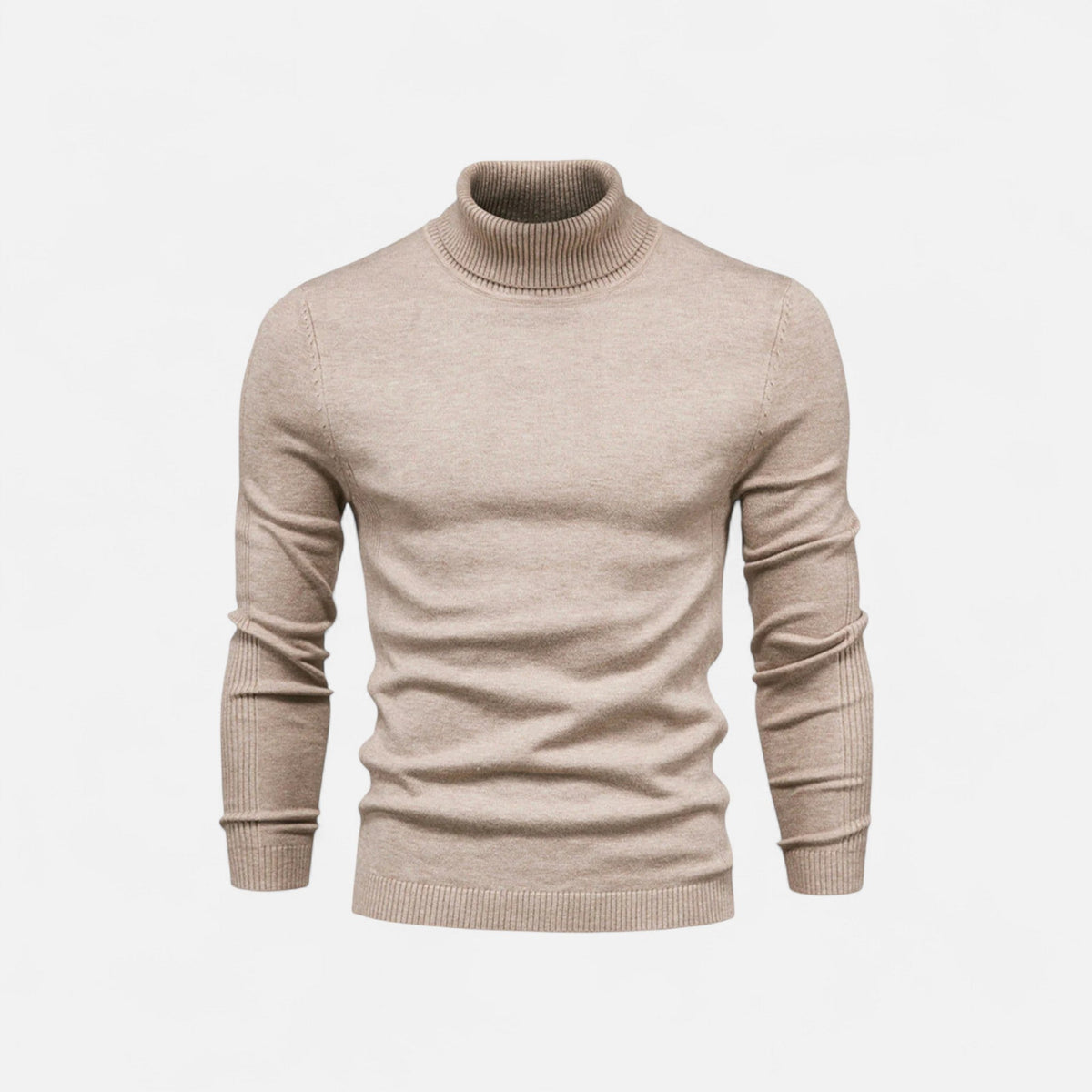 Men's ribbed turtle neck jumper with long sleeves and slim fit