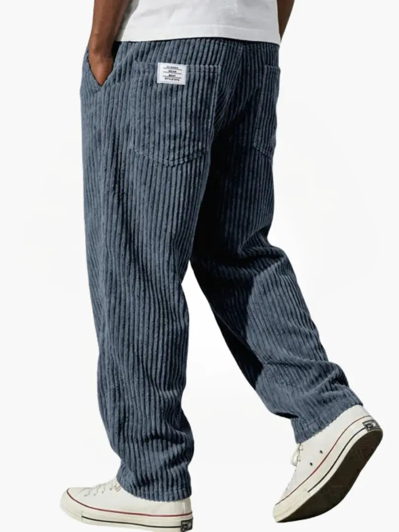 Men's Corduroy Trousers Relaxed Wide Leg - Blue