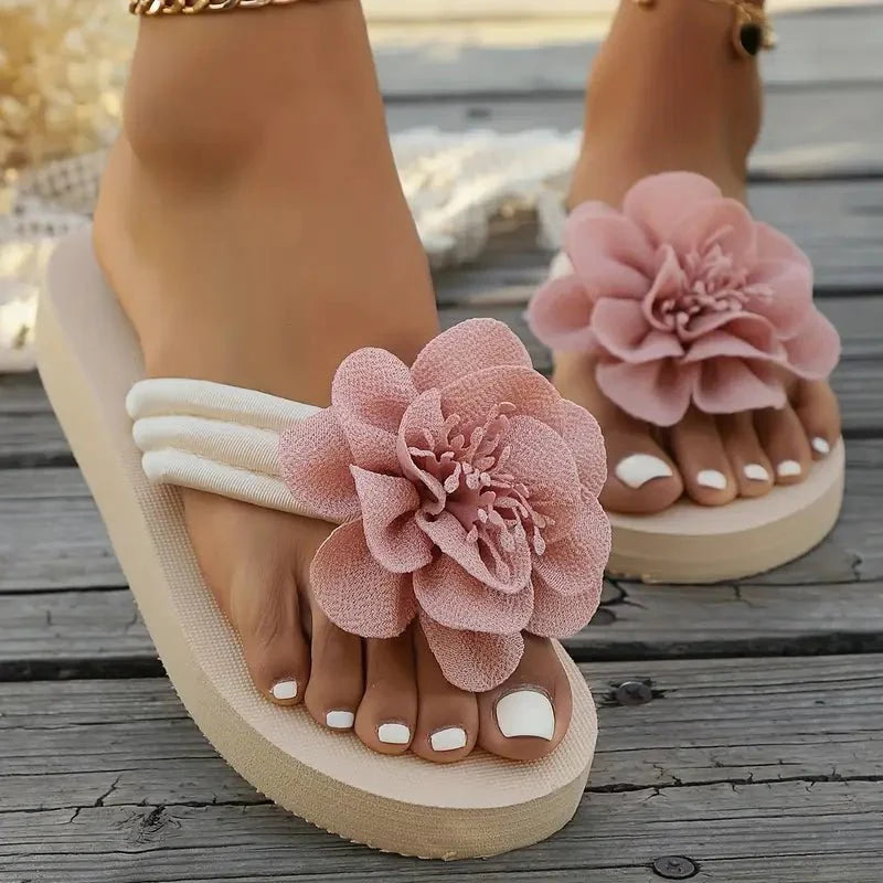 Women's Floral Slide Sandals Mid Heel