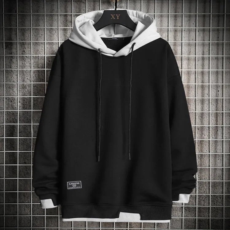 Men's two-tone hoodie with contrasting hood, cuffs and drawcords