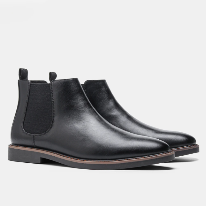 Chelsea ankle boots with elastic side panels, pull tabs and flat soles