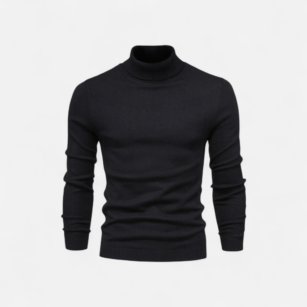 Men's ribbed turtle neck jumper with long sleeves and slim fit