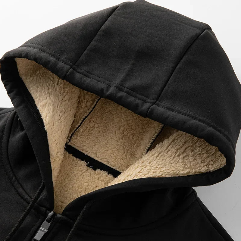 Men's Tracksuit Sherpa-Lined Hooded Zip-Up