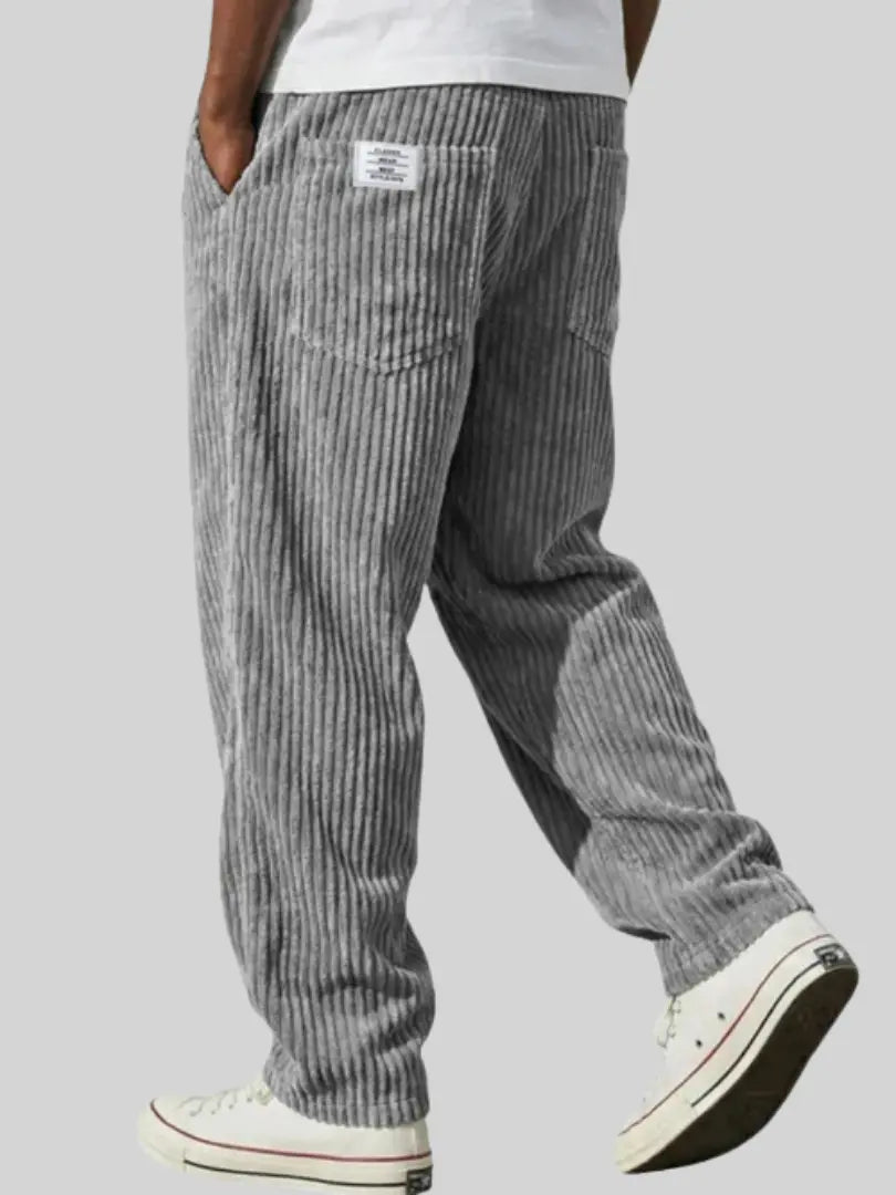 Men's Corduroy Trousers Relaxed Wide Leg - Grey