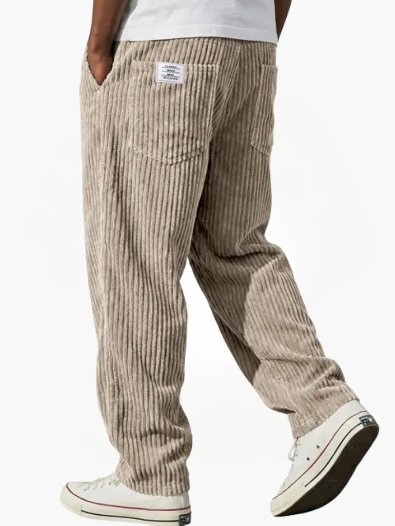 Men's Corduroy Trousers Relaxed Wide Leg - Beige
