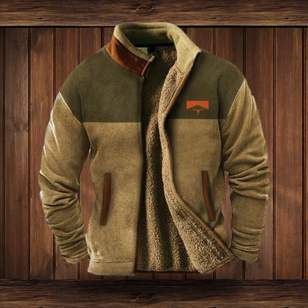 Men's Fleece Jacket Aztec-Sleeve Sherpa-Lined - Blue