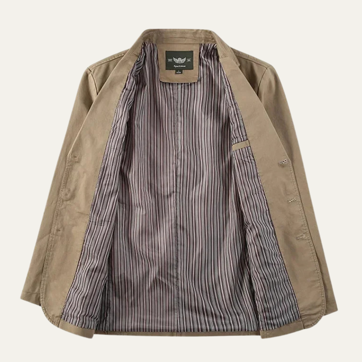 Men's blazer with notched lapels, button front and multiple pockets